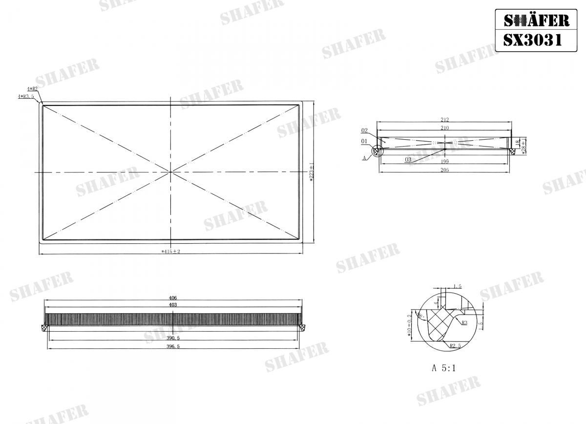 SHAFER - SX3031 - Фільтр повітряний DB Vito (W447) 14- SHAFER - SX3031 - Фільтр повітряний DB Vito (W447) 14-