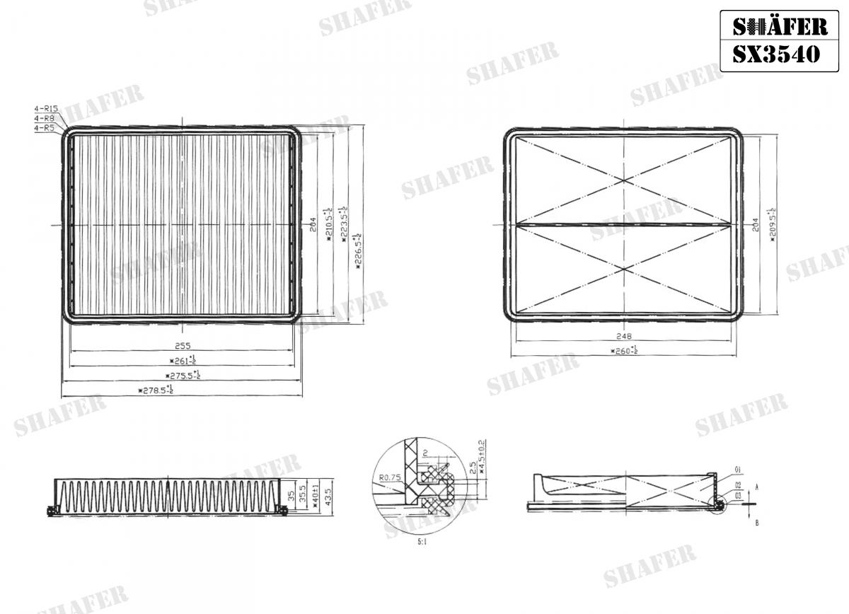 SHAFER - SX3540 - Фільтр повітряний Hyundai Santa Fe 09- 2.4i, 3.5I 24V 09- /Sonata 2.4I 07-