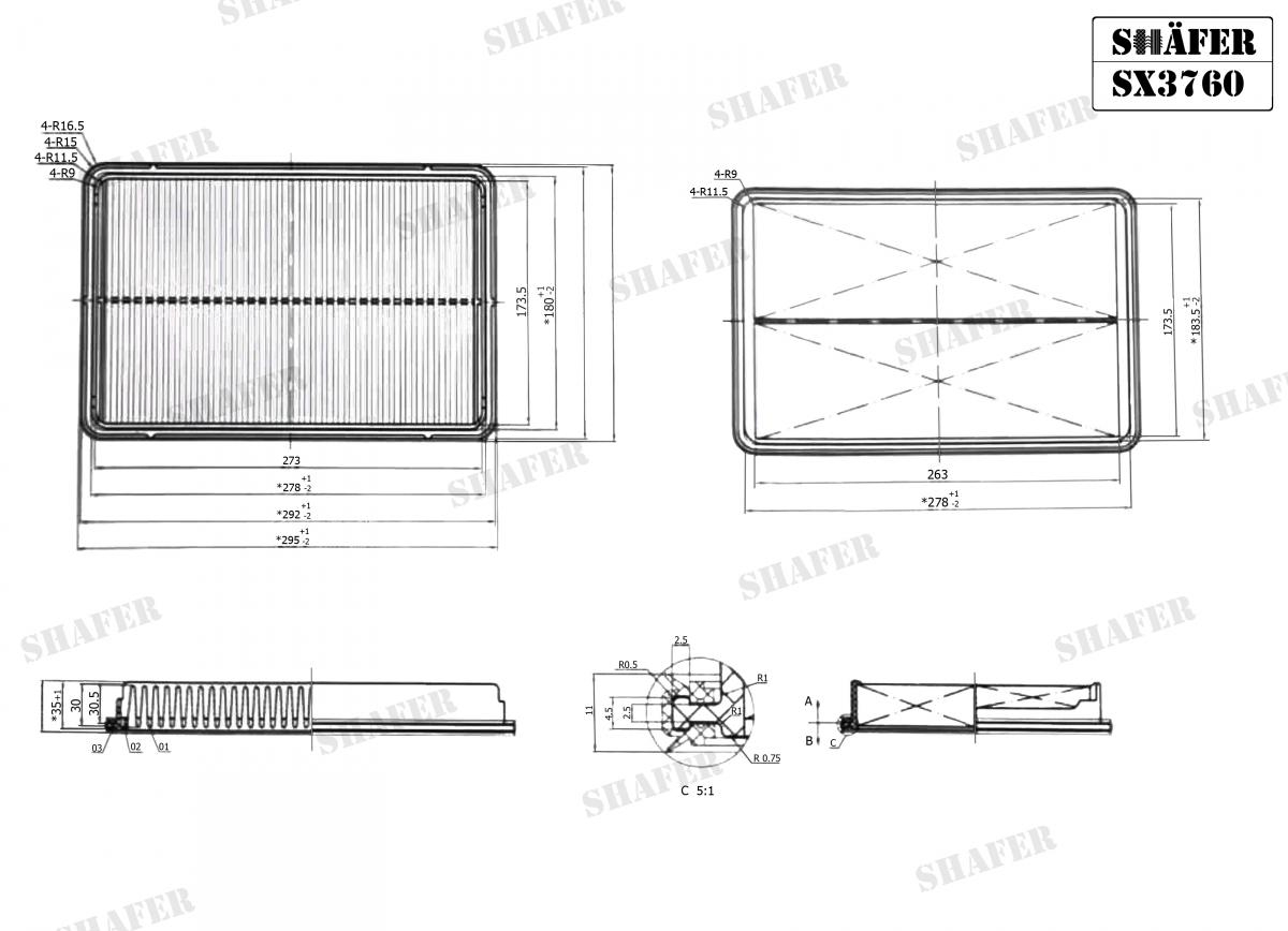 SHAFER - SX3760 - Фільтр повітряний Hyundai Santa Fe III  2.0 CRD 12-