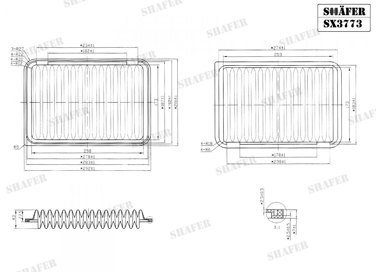 SHAFER - SX3773 - Фiльтр повiтряний Toyota Camry 2.4I 16V 06.01-