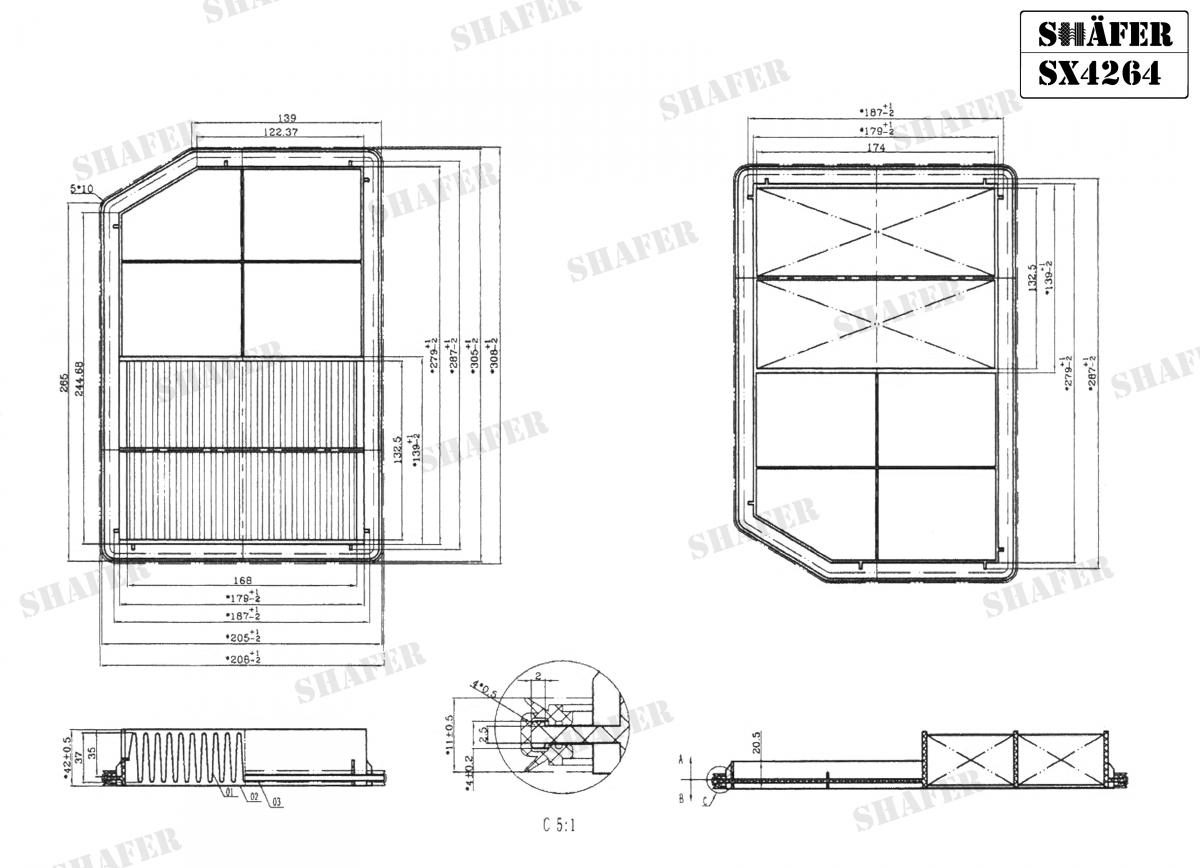 SHAFER - SX4264 - Фільтр повітряний Mitsubishi Outlander XL 07-, Lancer X 07-