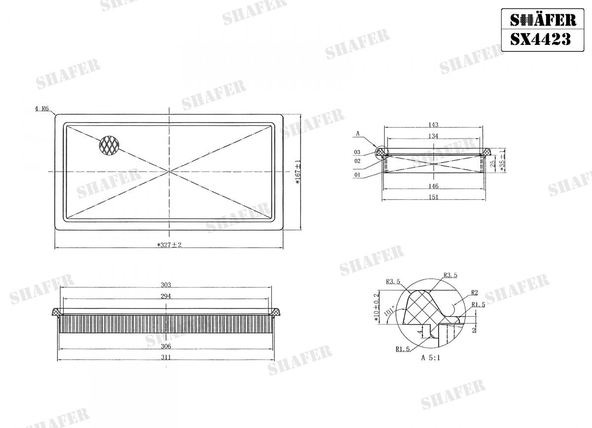 SHAFER - SX4423 - Фільтр повітряний Dodge Caliber 2.0CRD 06- /Jeep Compass 2.0CRD 06-/Patriot 07- SHAFER - SX4423 - Фільтр повітряний Dodge Caliber 2.0CRD 06- /Jeep Compass 2.0CRD 06-/Patriot 07-