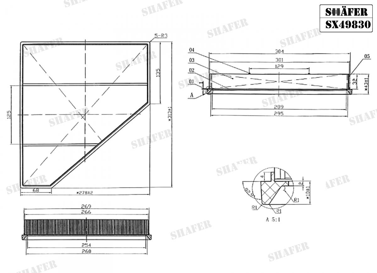 SHAFER - SX49830 - Фільтр повітряний Cadillac ATS 2.0/2.5/3.6 (14-19), CTS 2.0/3.6 (14-19), Chevrolet Camaro 2.0/3.6 (16-21)