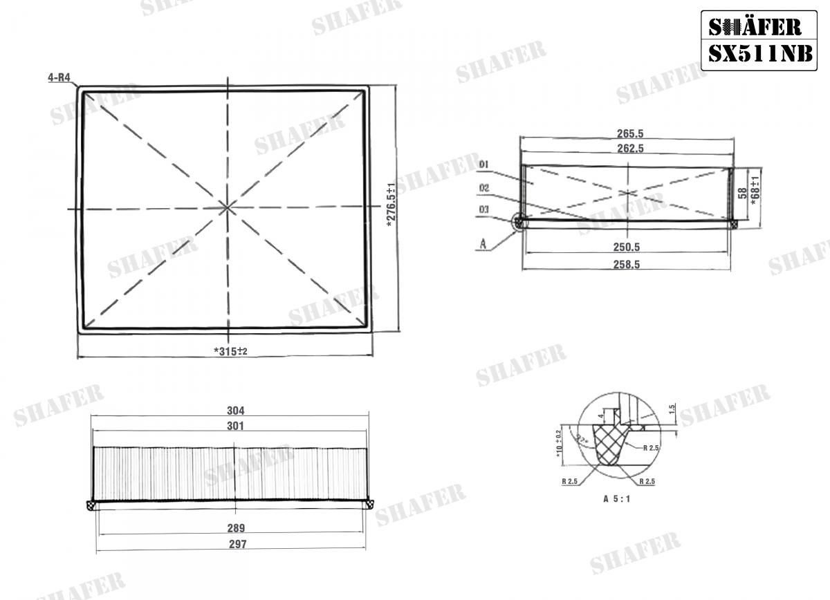 SHAFER - SX511/1 - Фільтр повітряний DB Sprinter 208D-412D/214-414/Vito 108-112/VW LT 95-06