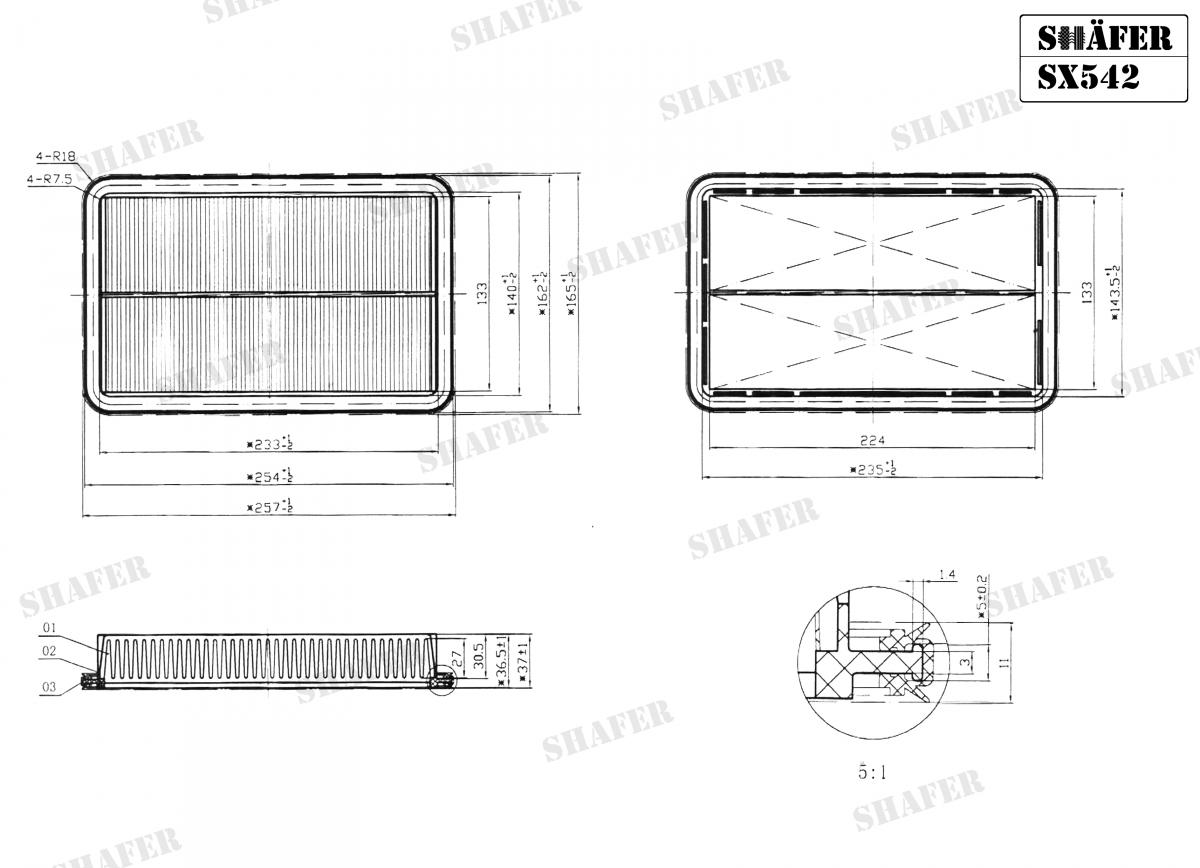 SHAFER - SX542 - Фiльтр повiтряний Mazda 626 1,8-2,5 91-
