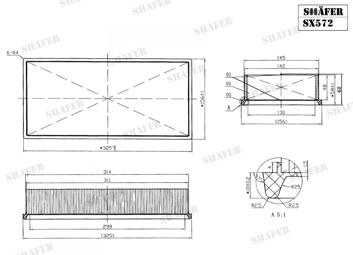 SHAFER - SX572 - Фільтр повітряний Citroen AX/BX 1.9D 87-/Jumpy 95-/Peugeot Expert   95-07