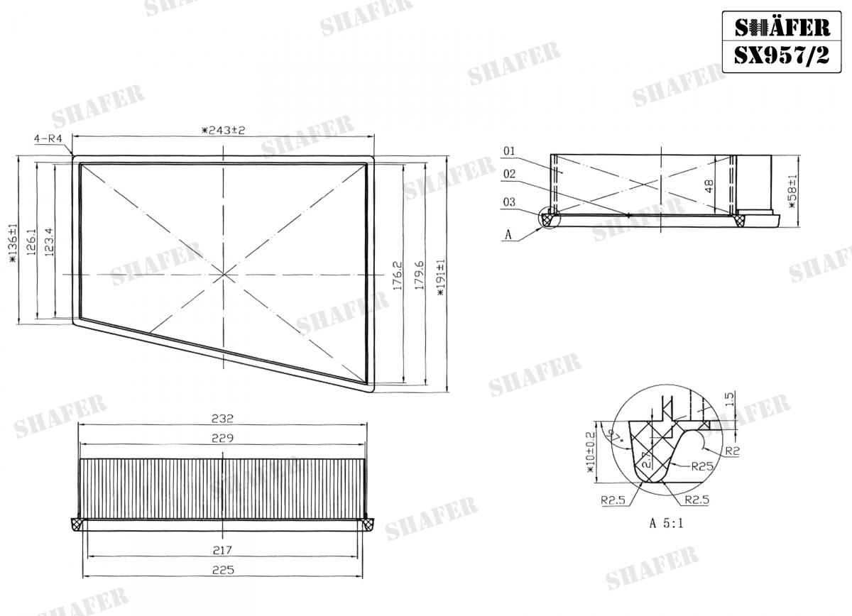 SHAFER - SX957/2 - Фiльтр повiтряний Renault Megan 2 03-/Scenic 03- 1.5Dci/1.9Dci/1.6/2.0